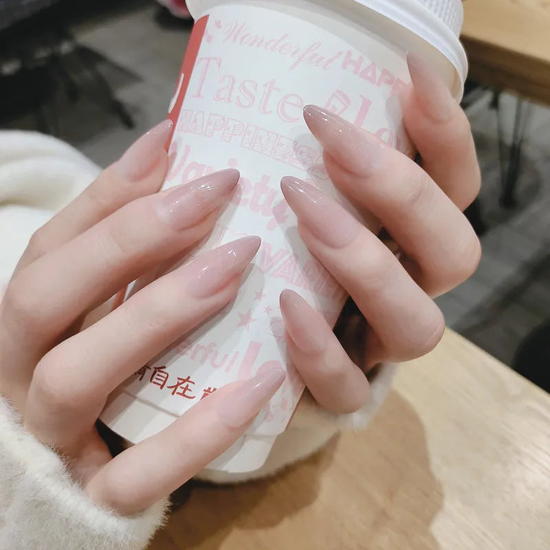 24PCS stiletto false nail tips Mid-length Gradients press on nails wearable full cover fashion false fingernails patch for girls