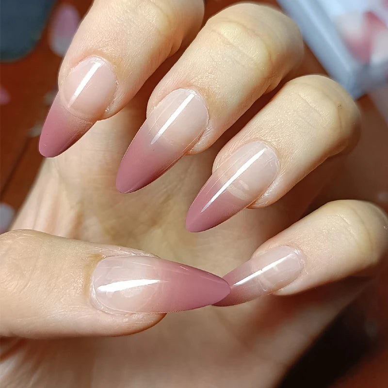 24PCS stiletto false nail tips Mid-length Gradients press on nails wearable full cover fashion false fingernails patch for girls