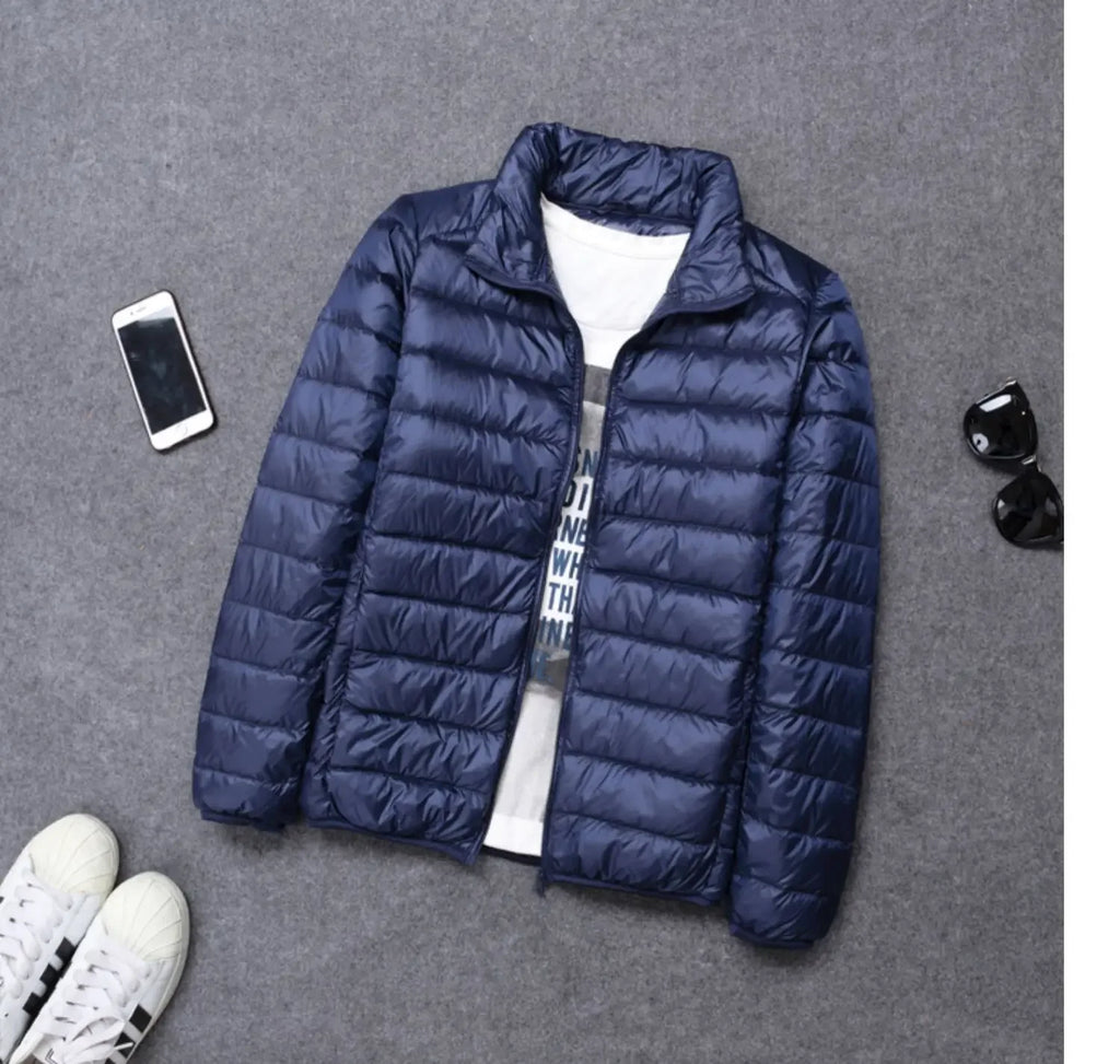 Autumn Winter New Style Men's Lightweight Hooded Cotton Jacket Warm Fashionable Short Casual Portable Stand Collar Cotton Coat