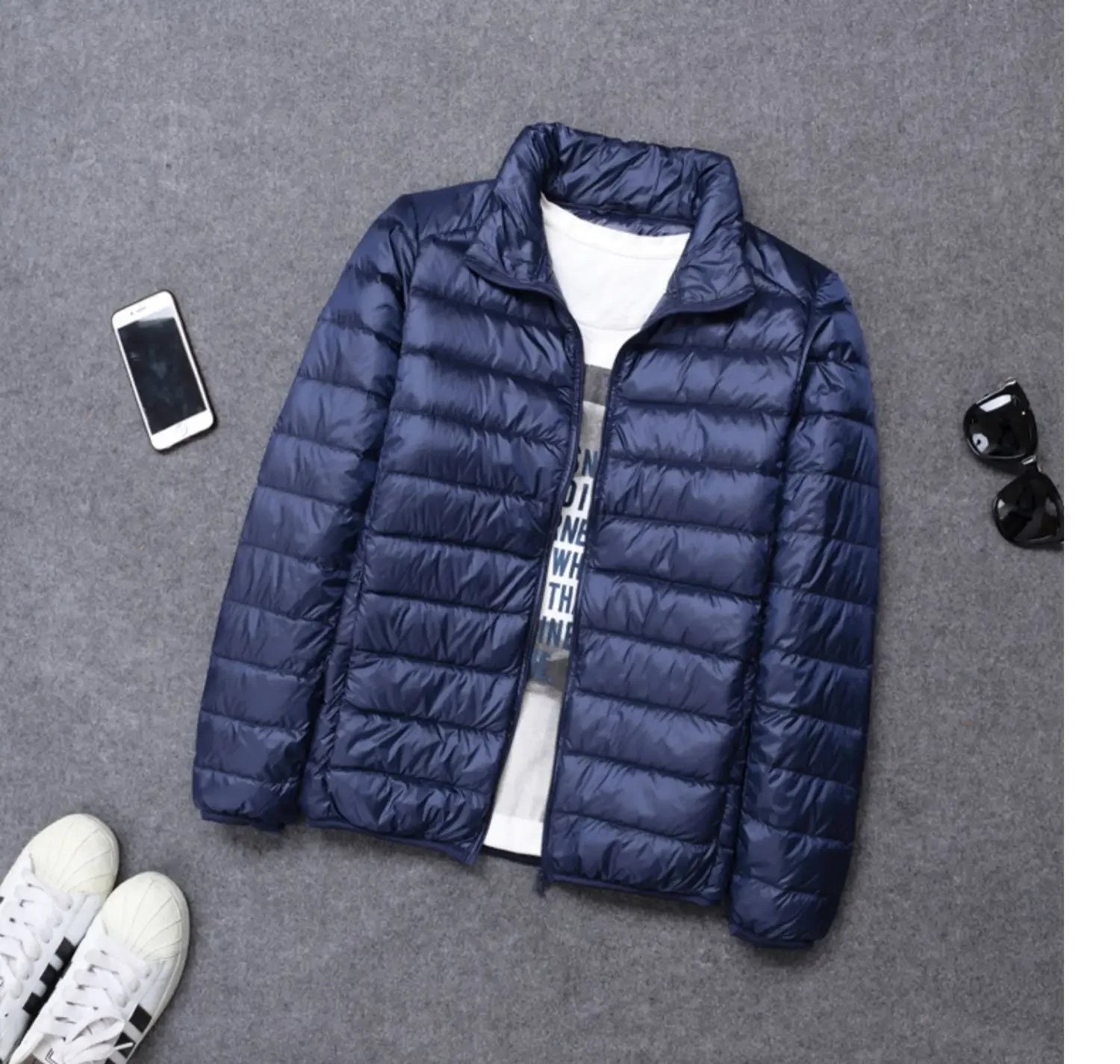 Autumn Winter New Style Men's Lightweight Hooded Cotton Jacket Warm Fashionable Short Casual Portable Stand Collar Cotton Coat