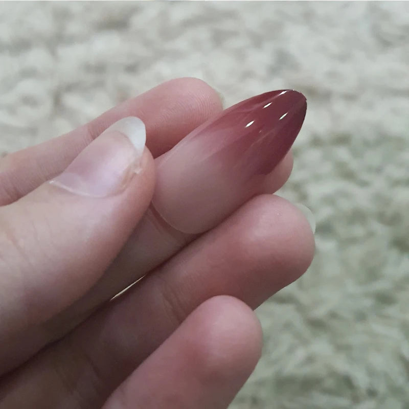 24PCS stiletto false nail tips Mid-length Gradients press on nails wearable full cover fashion false fingernails patch for girls