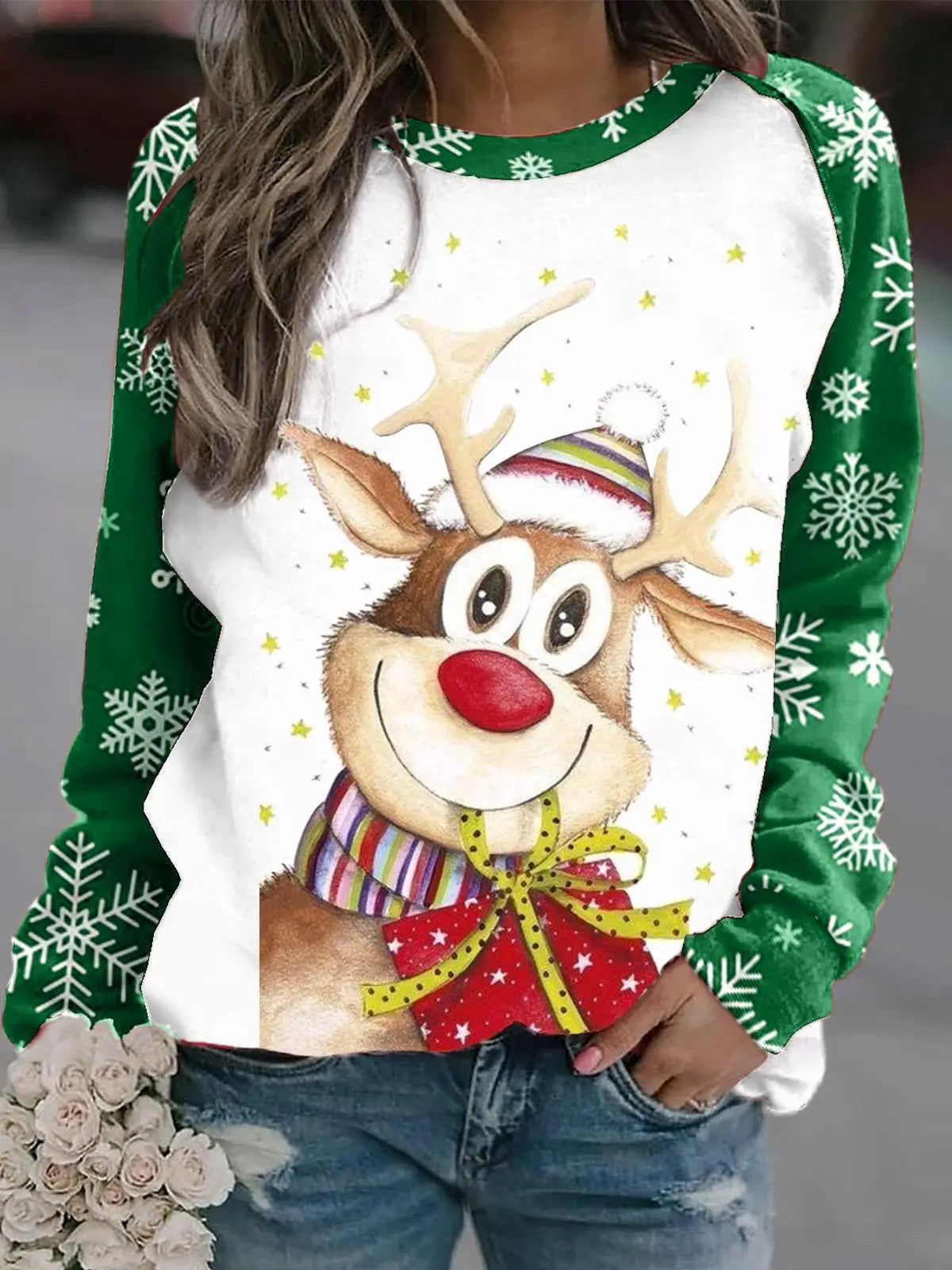 2024 Hot Sale Unisex Round Neck Sweater Christmas Style 3D Printed Sweater Pullover