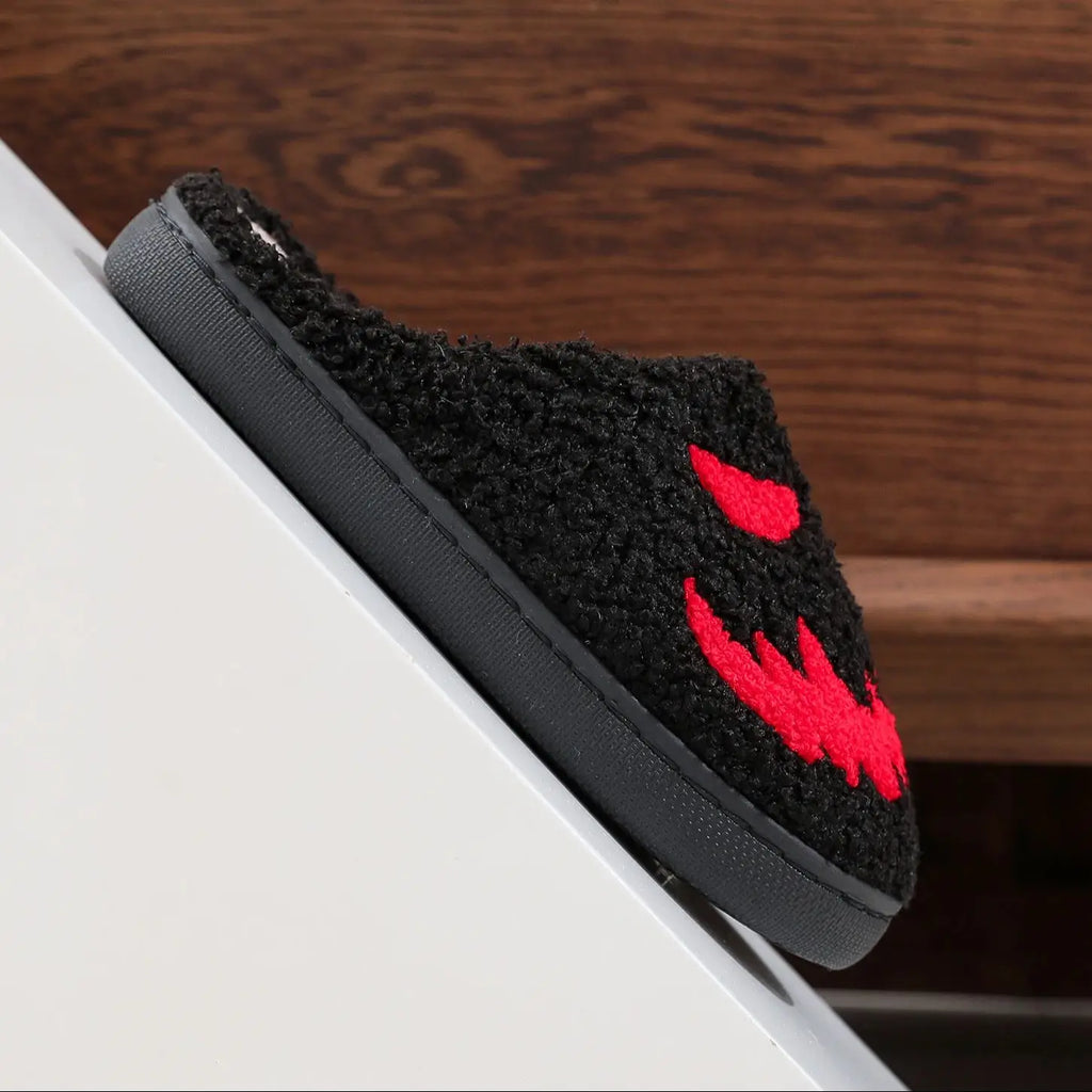 Winter home home red magic pattern cotton slippers non-slip thick bottom wool cotton slippers