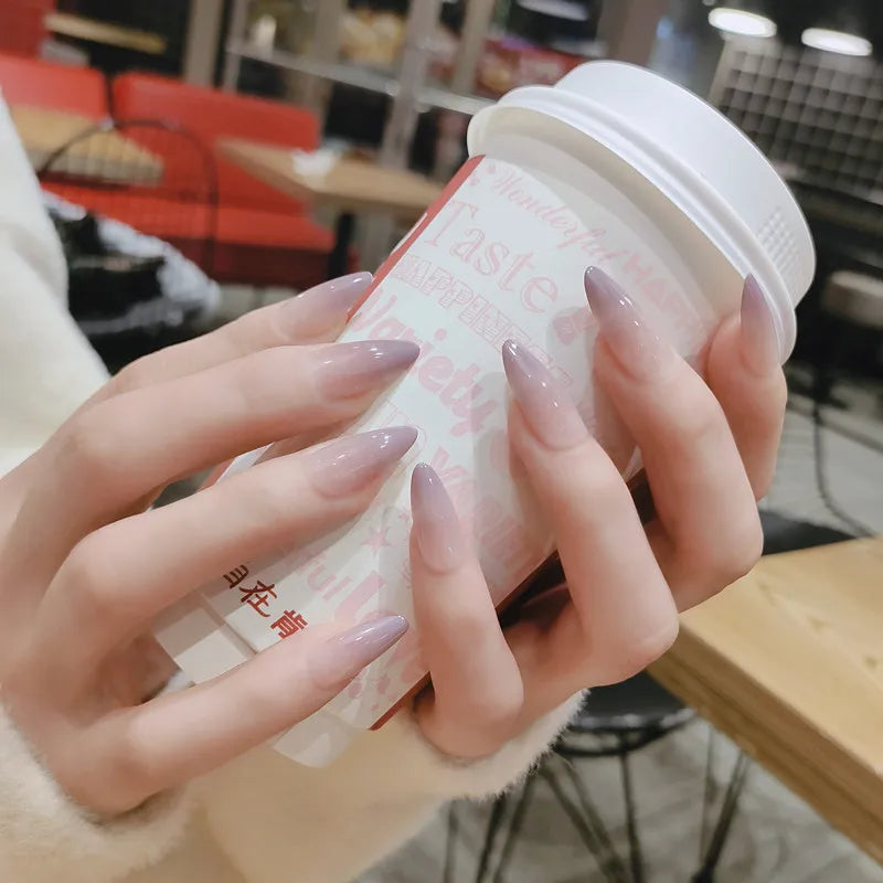 24PCS stiletto false nail tips Mid-length Gradients press on nails wearable full cover fashion false fingernails patch for girls