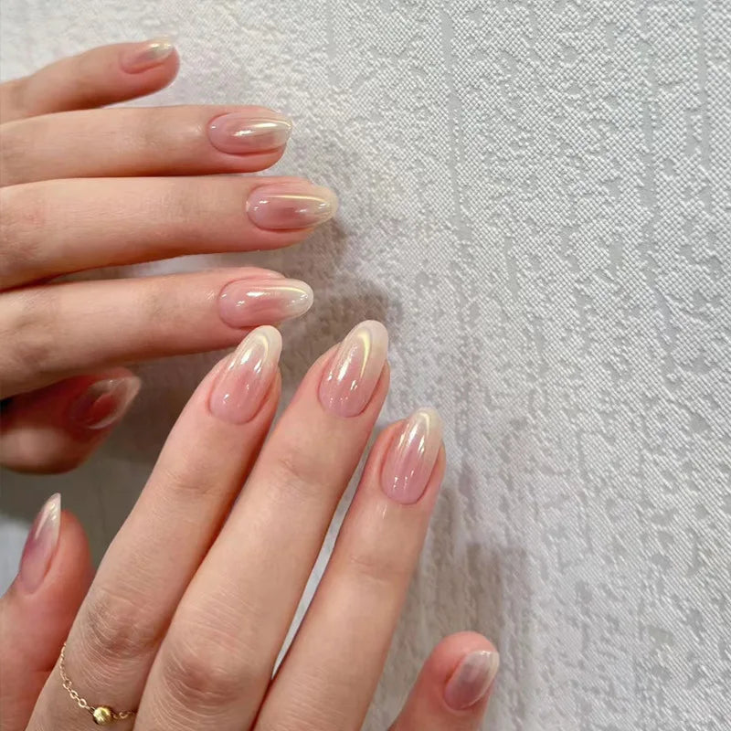 24PCS stiletto false nail tips Mid-length Gradients press on nails wearable full cover fashion false fingernails patch for girls