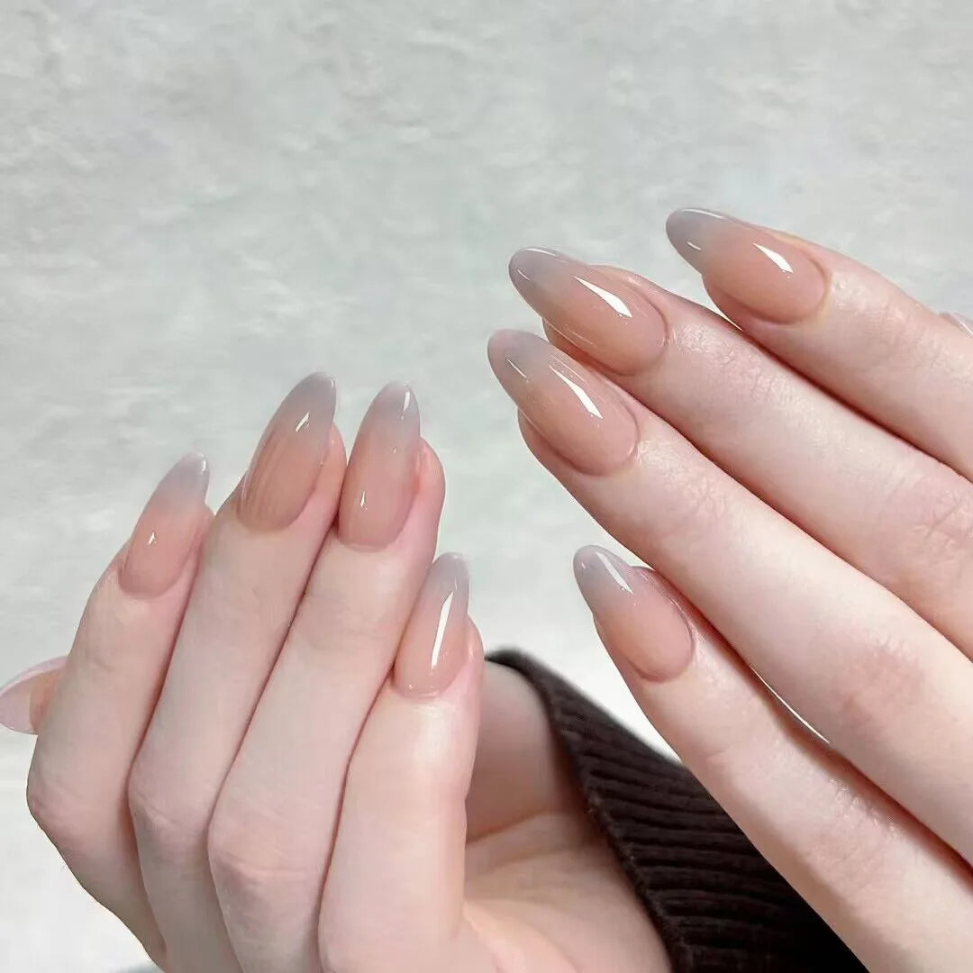 24PCS stiletto false nail tips Mid-length Gradients press on nails wearable full cover fashion false fingernails patch for girls