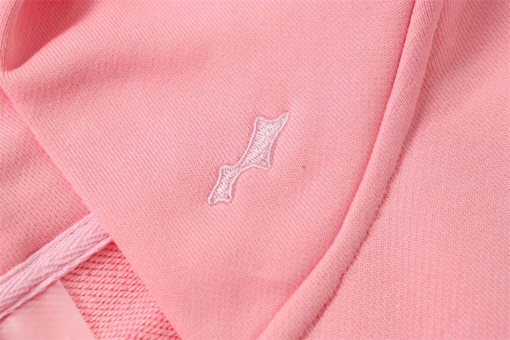 Pink Justin Bieber SKYLRK Embroidery Cardigan Hoodie Men Women High Quality 2025fw Oversized Hooded Pullover