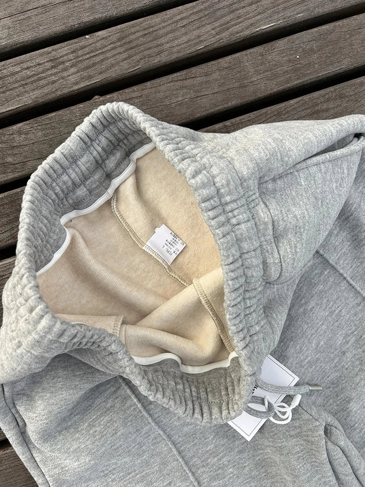 Streamgirl Thick Warm Straight Pants For Women Office Brown Wide Leg Trousers High Waist Women's Loose Pants For Ladies Spring