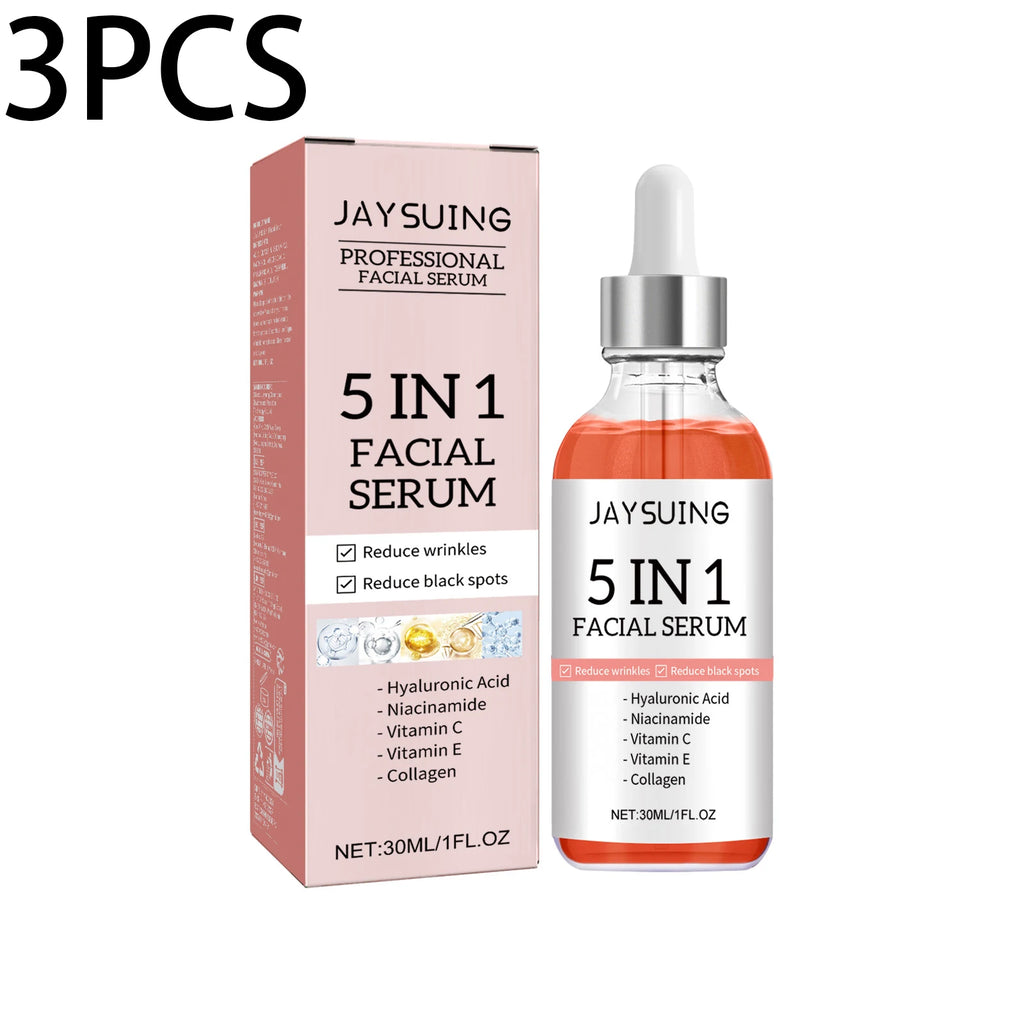 5 In 1 Face Serum Hyaluronic Acid Moisturizing Whitening Anti Wrinkle Aging Vitamin C Fade spots Shrink Pores Skin Care 30ml