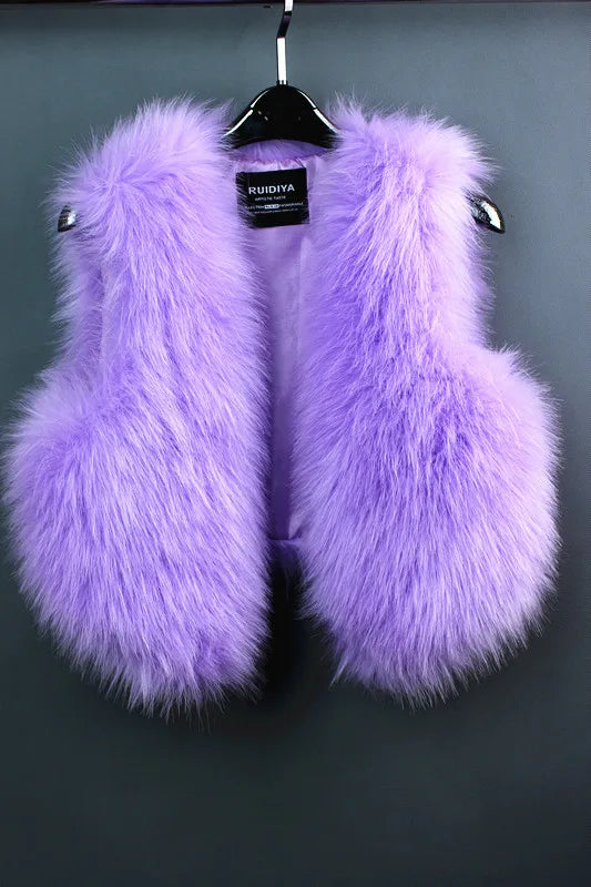 ort  Fur Vest Women's Autumn Winter Faion Slimming Belted Plu Jaet Korean Sle V-Ne No-Sve Commute Trend