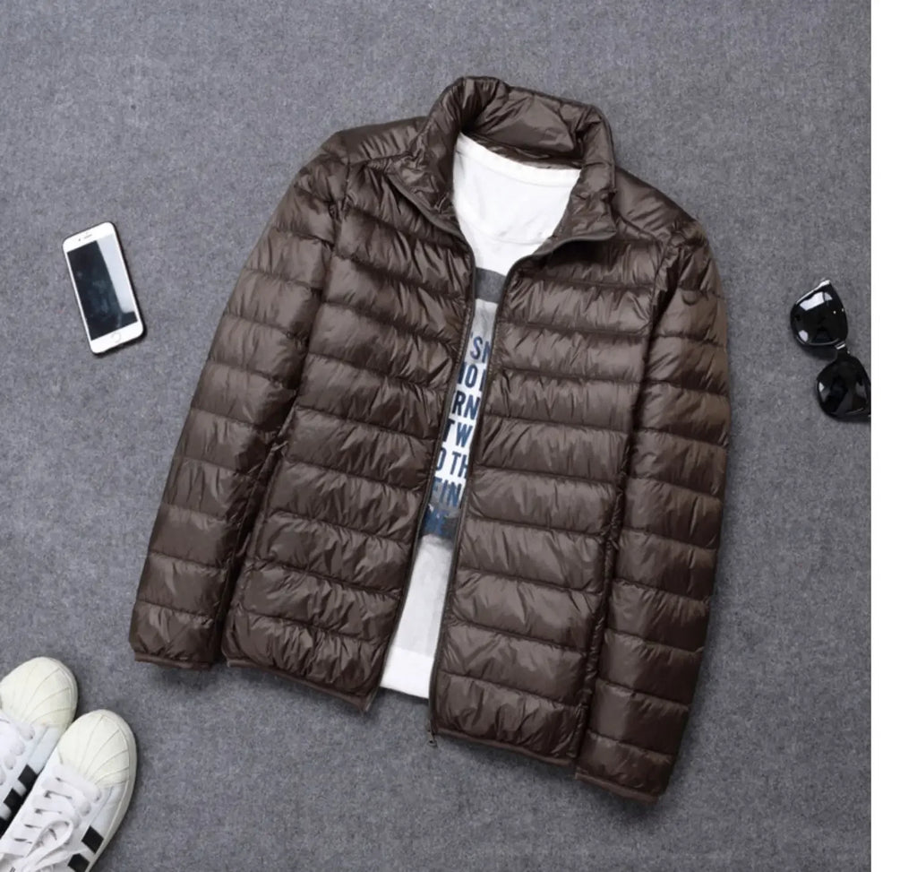 Autumn Winter New Style Men's Lightweight Hooded Cotton Jacket Warm Fashionable Short Casual Portable Stand Collar Cotton Coat