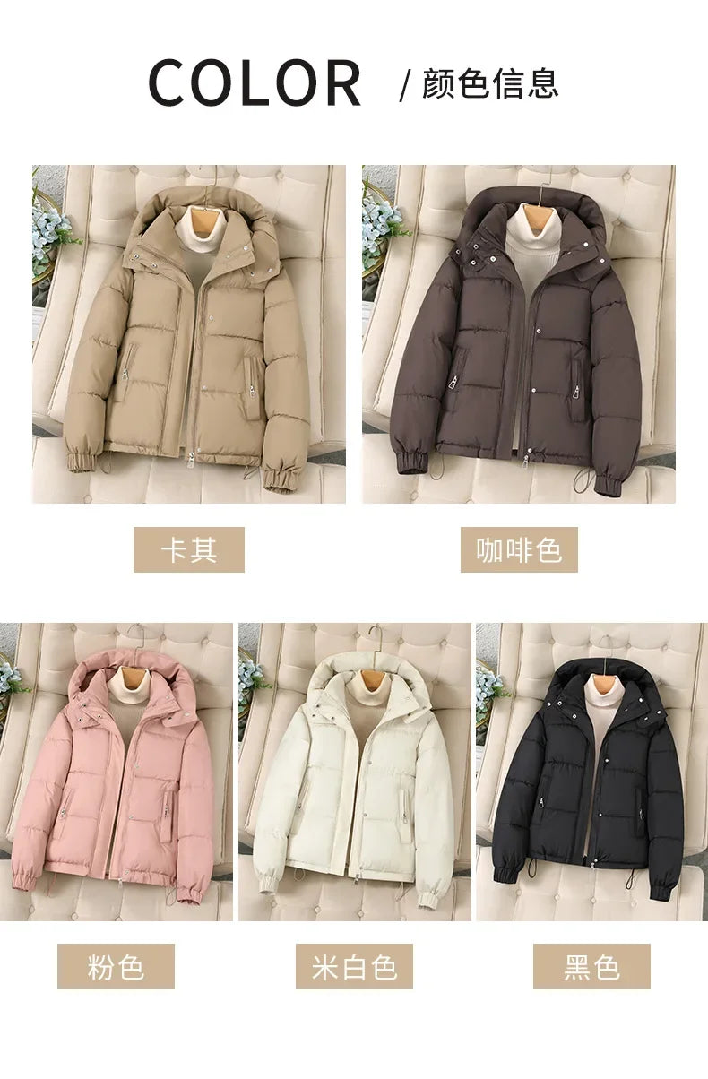 Women Autumn Winter Short Down Jacket 2025 New Plus Size Loose Cotton Padded Jacket Women Hooded Warm Casual Jacket Women Parkas