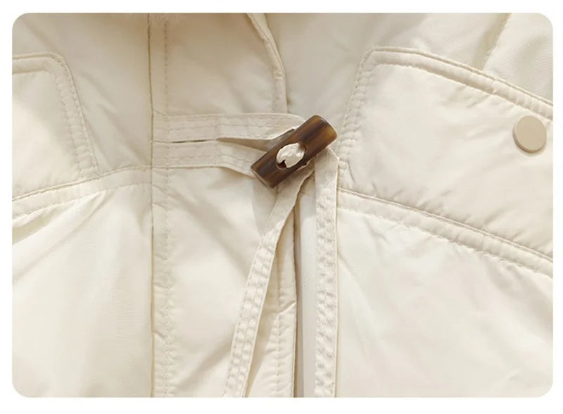 2025 Fashion Big Fur Collar Down Cotton-padded Jacket Women's Short Parkas Winter Streetwear Outerwear Lady Thicken Loose Coats