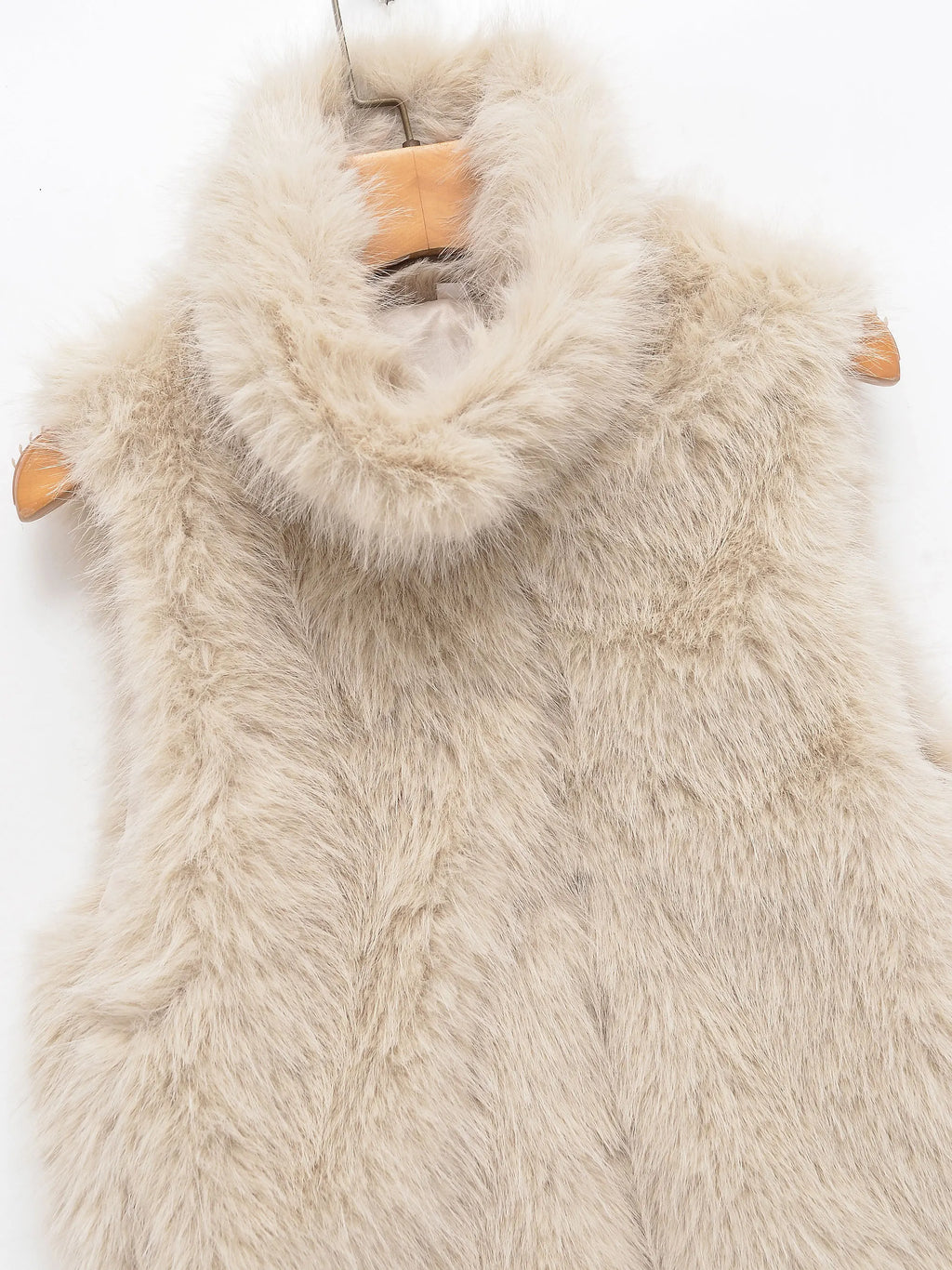 HH Women Elegant Solid Faux Fur Waistcoats Turtleneck Sleeveless Vest Coat Autumn Winter Fashion Hight Street Lady Outfit