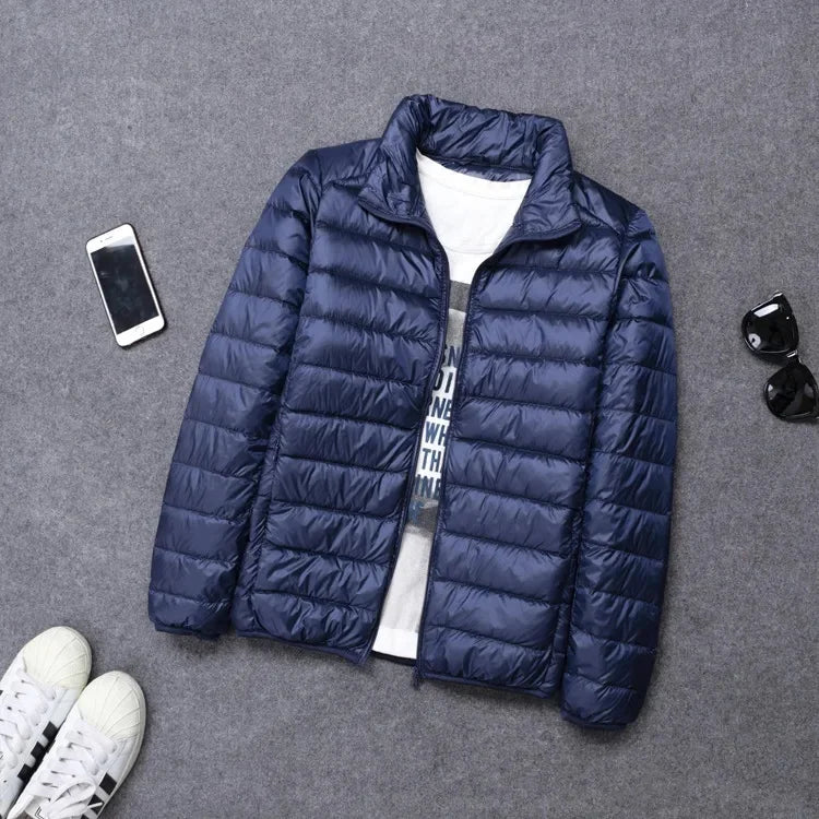 Autumn Winter New Style Men's Lightweight Hooded Cotton Jacket Warm Fashionable Short Casual Portable Stand Collar Cotton Coat
