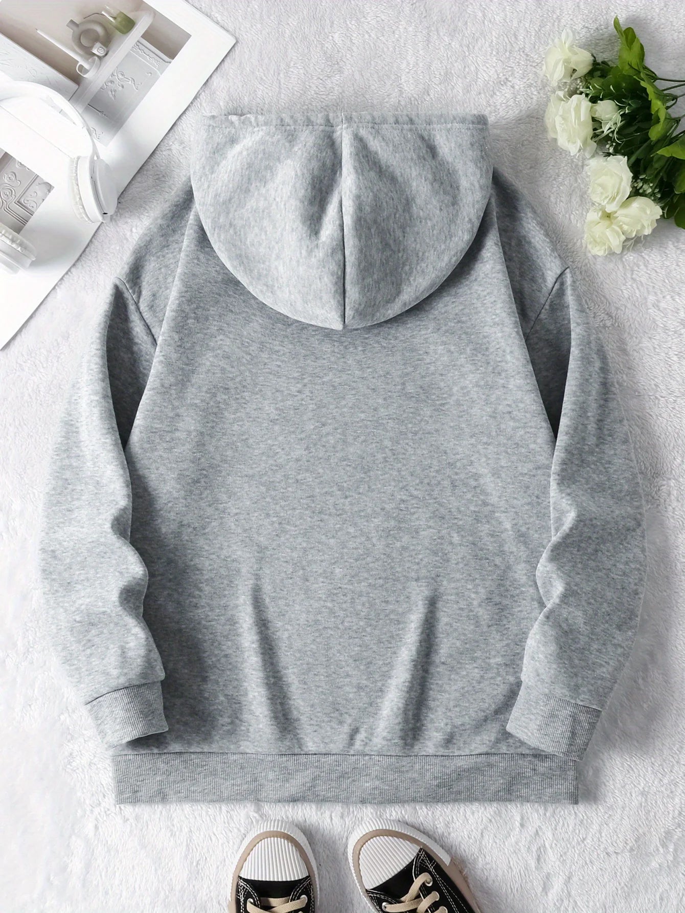 Creative Blue Bow Fresh Style Printed Hoodie for Women in Autumn and Winter 2025 Long Sleeved Hoodie for Women's Clothing