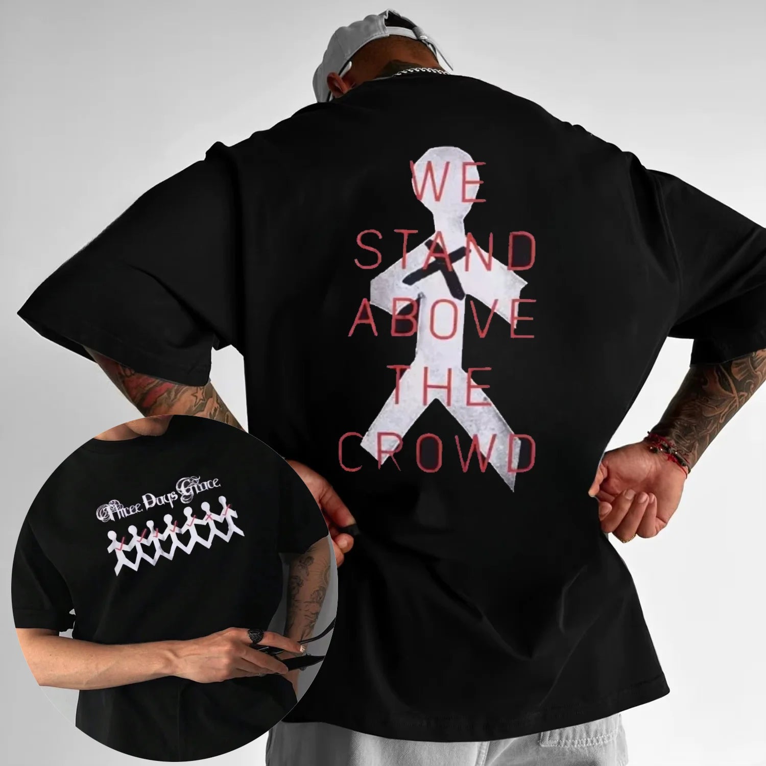 2025 Summer Three Days Grace One-X Paper Loose 100% Pure Cotton Printed T-shirt High Quality Street High Quality Men's Women's