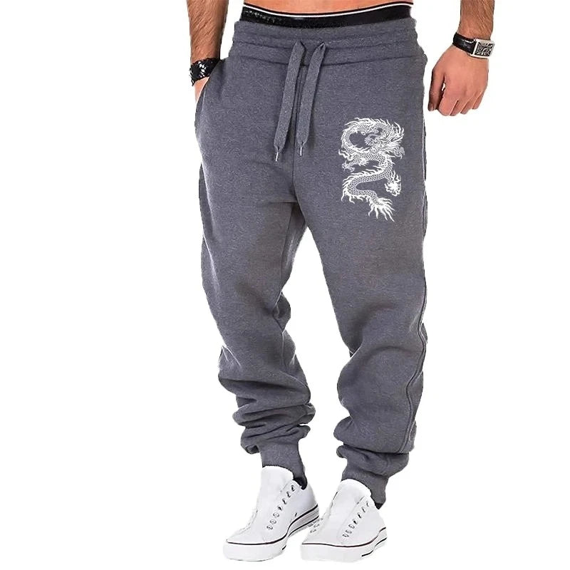 New Style Fashion Casual Dragon Printed Jogger Pants Men Fitness Gyms Pants Tight Outdoor Sweatpants Running Pants Mens Trousers