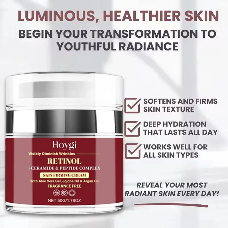 Retinol Anti-wrinkle Face Serum Instant Anti-Aging Lift Firming Fade Fine Line Moisturizing Brighten Skin Care For Men Women 50g