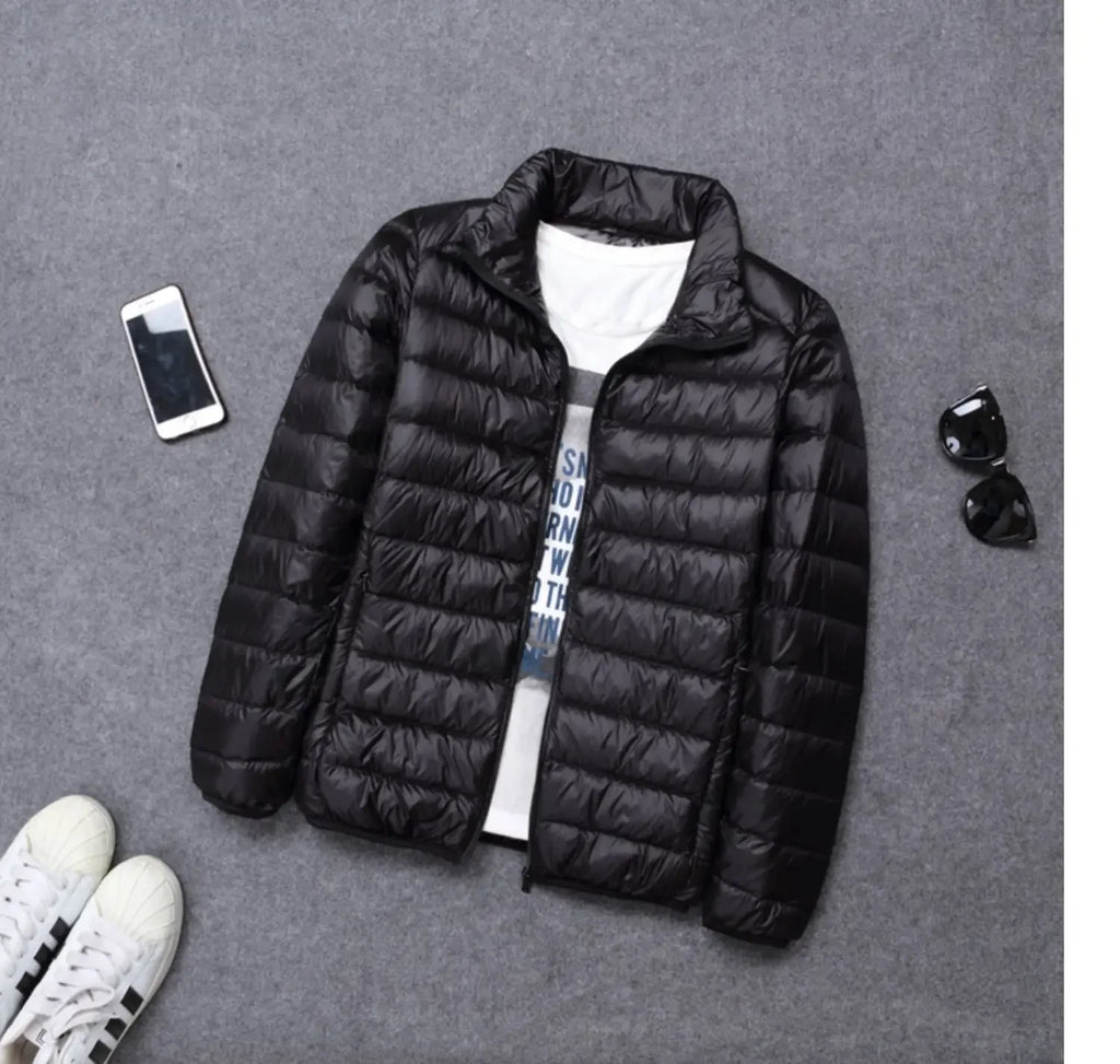Autumn Winter New Style Men's Lightweight Hooded Cotton Jacket Warm Fashionable Short Casual Portable Stand Collar Cotton Coat