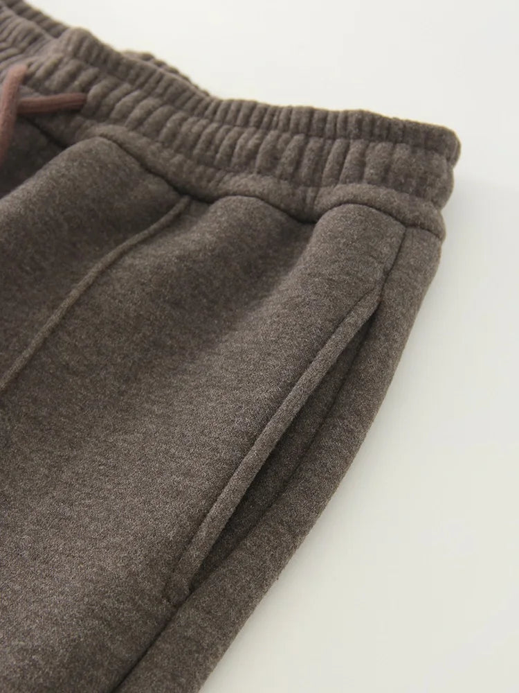 Streamgirl Thick Warm Straight Pants For Women Office Brown Wide Leg Trousers High Waist Women's Loose Pants For Ladies Spring