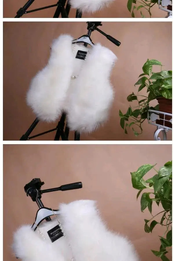 ort  Fur Vest Women's Autumn Winter Faion Slimming Belted Plu Jaet Korean Sle V-Ne No-Sve Commute Trend