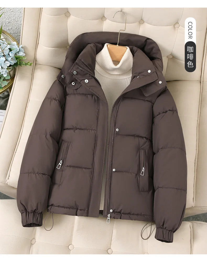 Women Autumn Winter Short Down Jacket 2025 New Plus Size Loose Cotton Padded Jacket Women Hooded Warm Casual Jacket Women Parkas