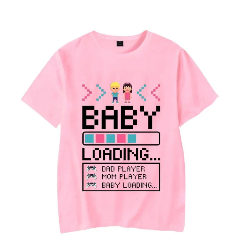 Baby Loading Couples T Shirt Vintage Gamers Mom Dad Tshirt Kawaii Harajuku Lovers T-shirt Sweet Pregnancy Announcement T Shirts