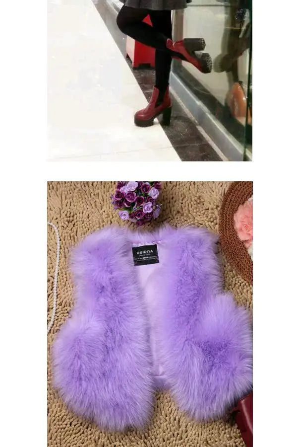 ort  Fur Vest Women's Autumn Winter Faion Slimming Belted Plu Jaet Korean Sle V-Ne No-Sve Commute Trend