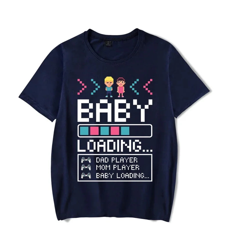 Baby Loading Couples T Shirt Vintage Gamers Mom Dad Tshirt Kawaii Harajuku Lovers T-shirt Sweet Pregnancy Announcement T Shirts
