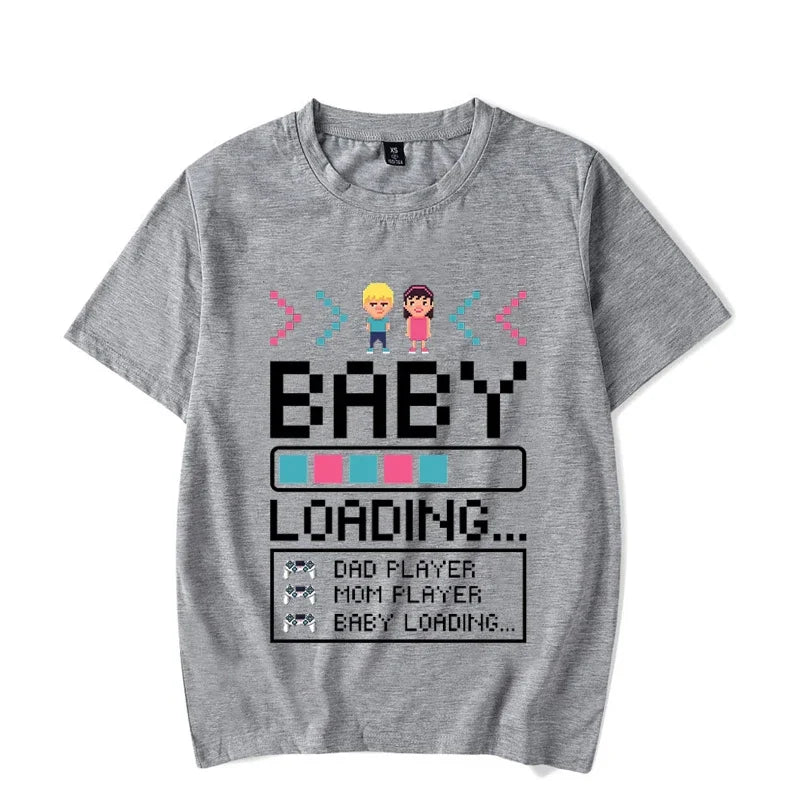Baby Loading Couples T Shirt Vintage Gamers Mom Dad Tshirt Kawaii Harajuku Lovers T-shirt Sweet Pregnancy Announcement T Shirts