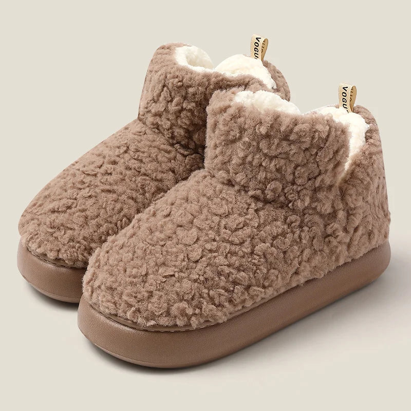 Winter Warm Thick Plush Women Ankle Boots Indoor Outside Slippers Ladies Men Home Cotton Furry Shoes