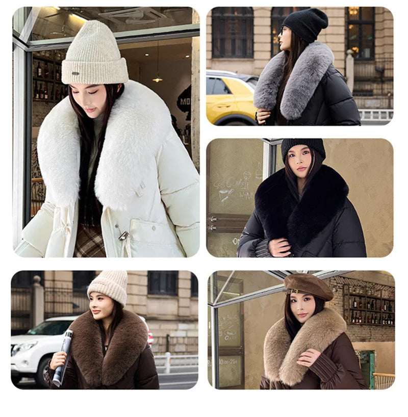 2025 Fashion Big Fur Collar Down Cotton-padded Jacket Women's Short Parkas Winter Streetwear Outerwear Lady Thicken Loose Coats