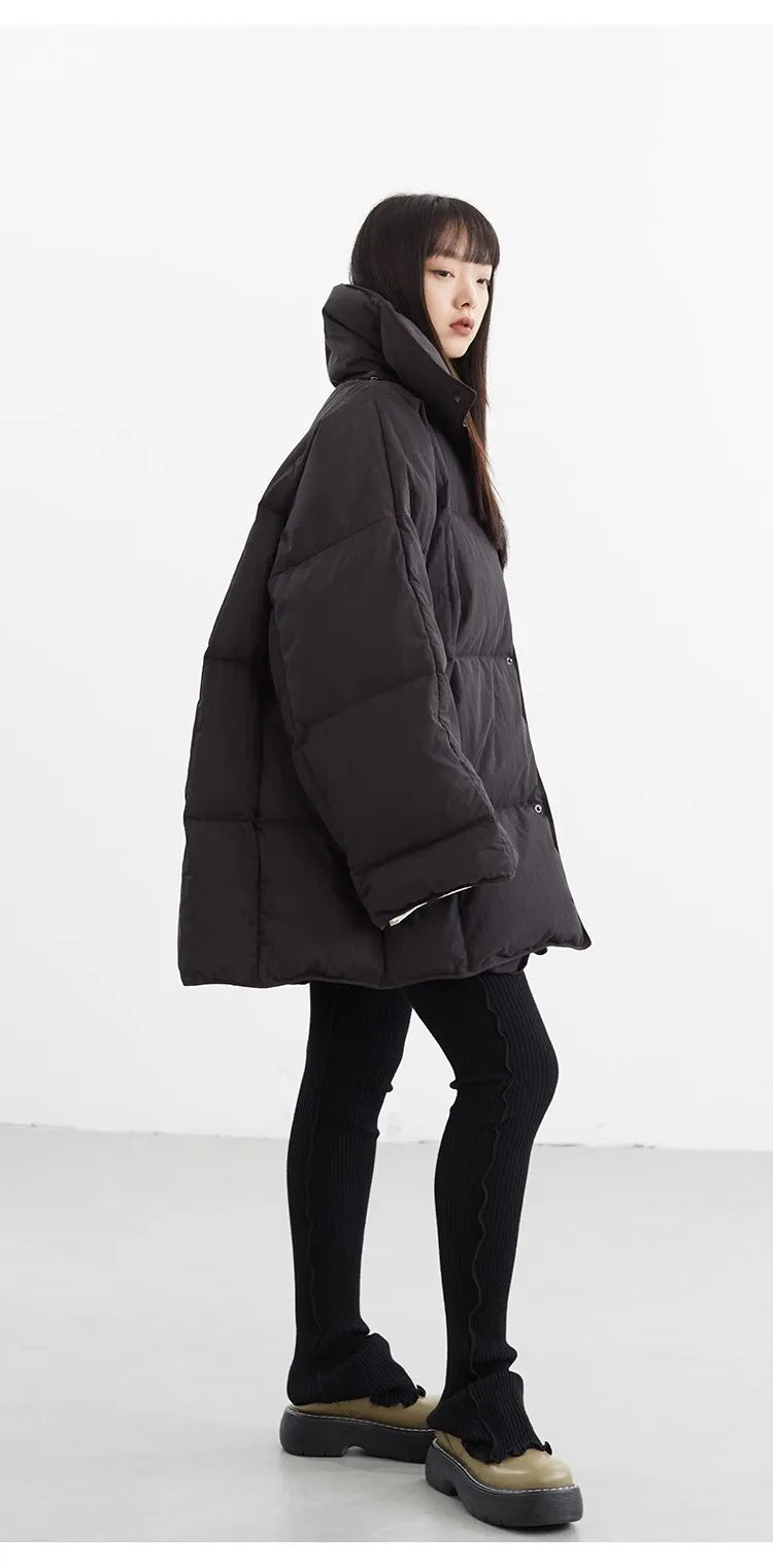 White Duck down Puffy Jacket~~New Winter down Jacket Versatile Thick Coat for Women~Detachable Collar