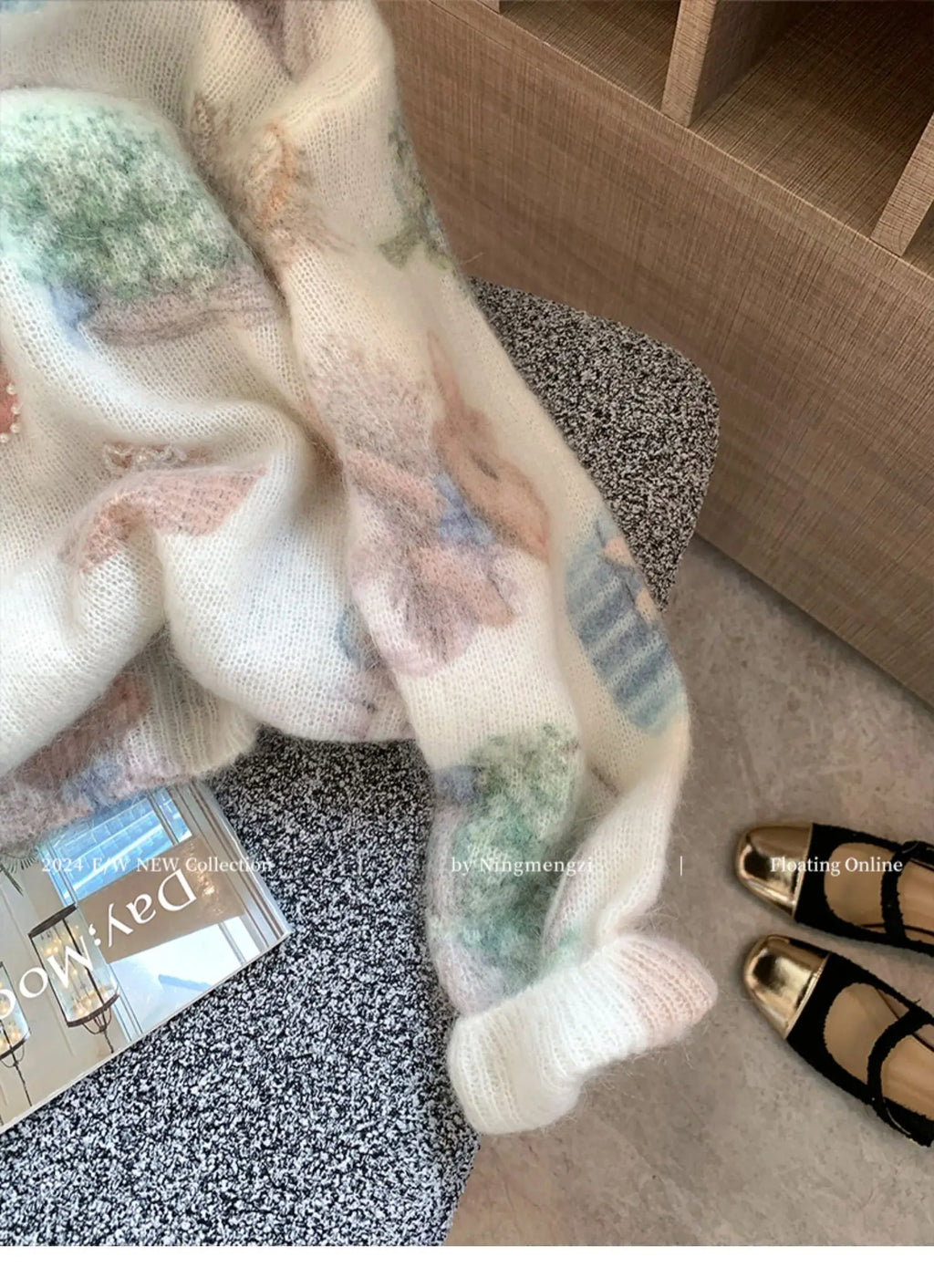 Fashion Rabbit Printed Beaded Sweater Women's Autumn Winter New Soft Glutinous Design Sense Knitted Top Luxury Sequin Sweaters