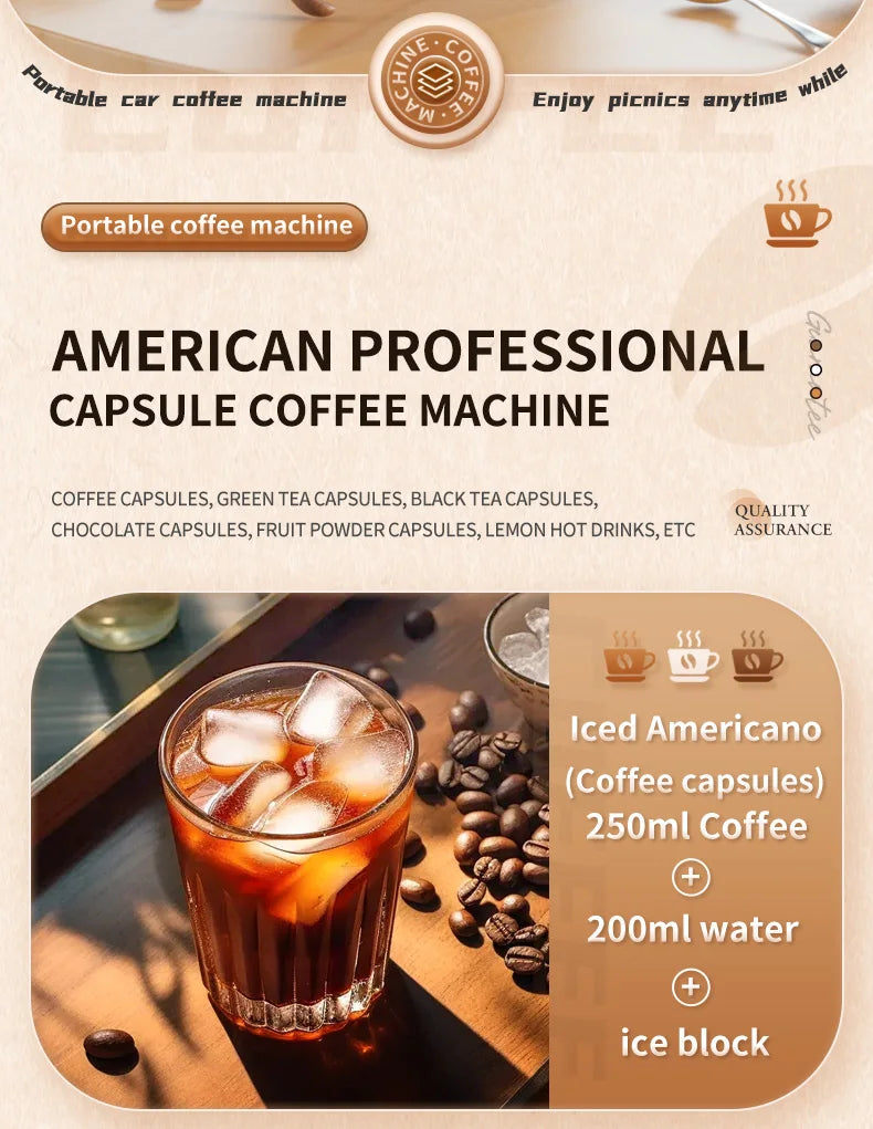 Portable Coffee Machine Coffee Maker Electric Capsule Ground Coffee Brewer Fit For Coffee Powder and Coffee Capsul Suitable