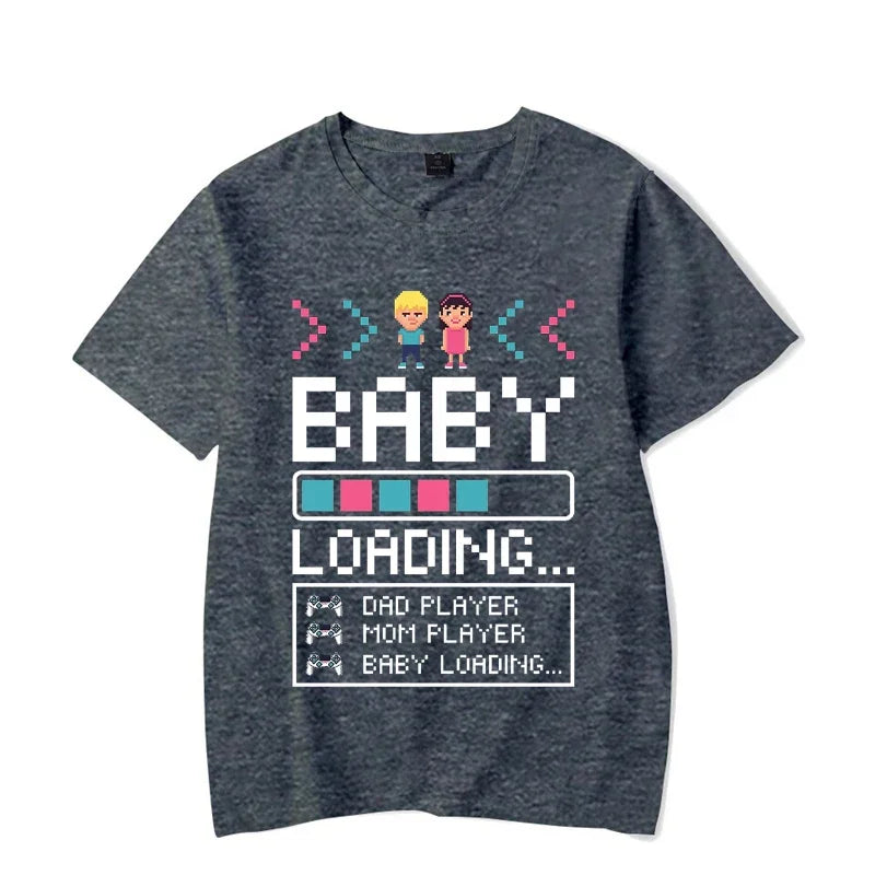 Baby Loading Couples T Shirt Vintage Gamers Mom Dad Tshirt Kawaii Harajuku Lovers T-shirt Sweet Pregnancy Announcement T Shirts