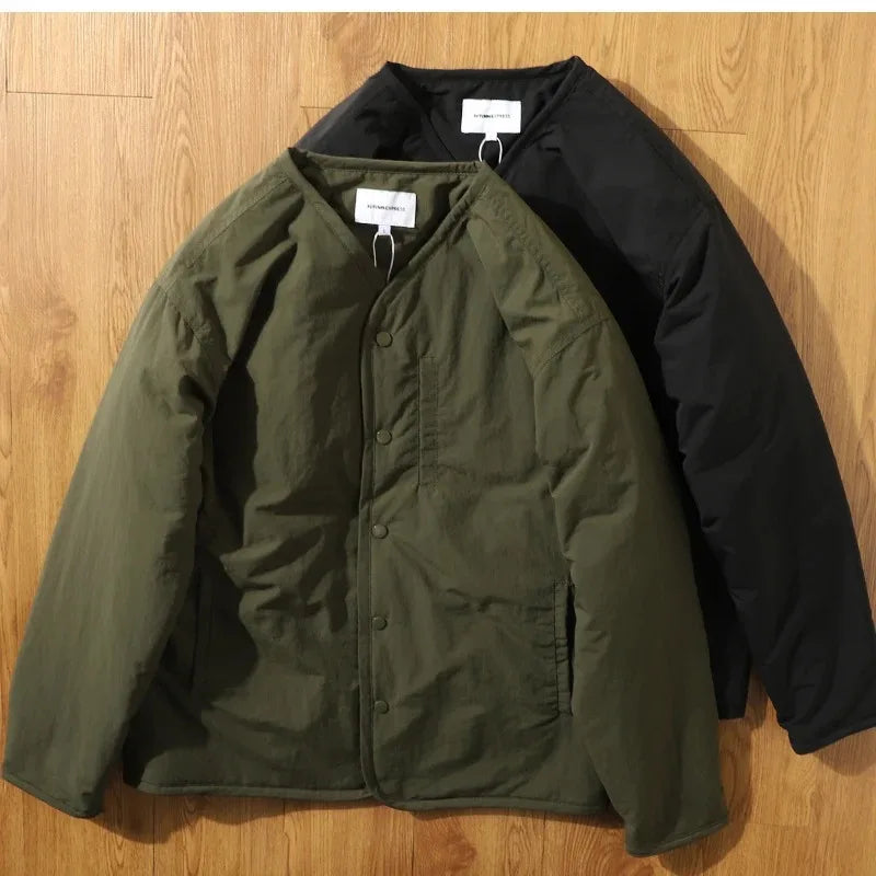 Retro Jaet with Button V-Ne Waterproof Workwear Layering Men's Coat