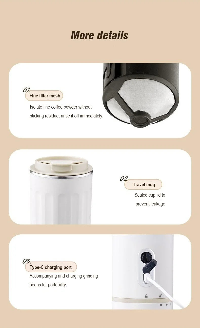 Portable Electric Capsule Grinding Coffee Maker Espresso Coffee Maker Travel and Car  Hand Punch Outdoor Portable Coffee