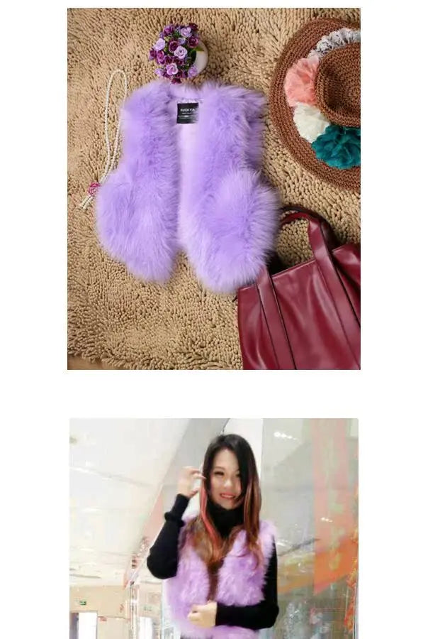 ort  Fur Vest Women's Autumn Winter Faion Slimming Belted Plu Jaet Korean Sle V-Ne No-Sve Commute Trend