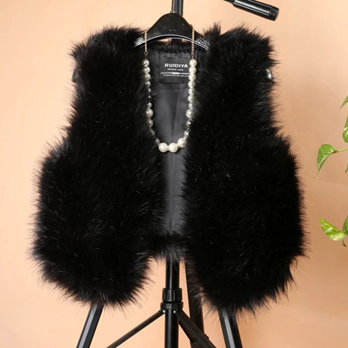 ort  Fur Vest Women's Autumn Winter Faion Slimming Belted Plu Jaet Korean Sle V-Ne No-Sve Commute Trend