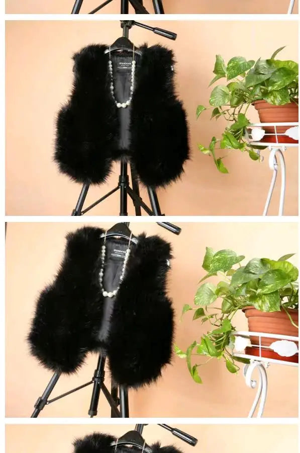 ort  Fur Vest Women's Autumn Winter Faion Slimming Belted Plu Jaet Korean Sle V-Ne No-Sve Commute Trend