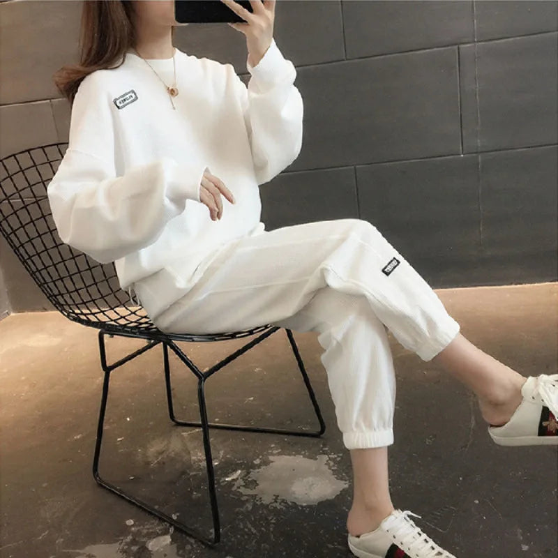 Casual Loose Long Sleeve Fitness Running Suit Set for Women Spring Autumn New Style Fashionable Two Piece Sportswear Set