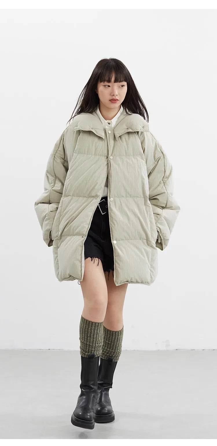 White Duck down Puffy Jacket~~New Winter down Jacket Versatile Thick Coat for Women~Detachable Collar