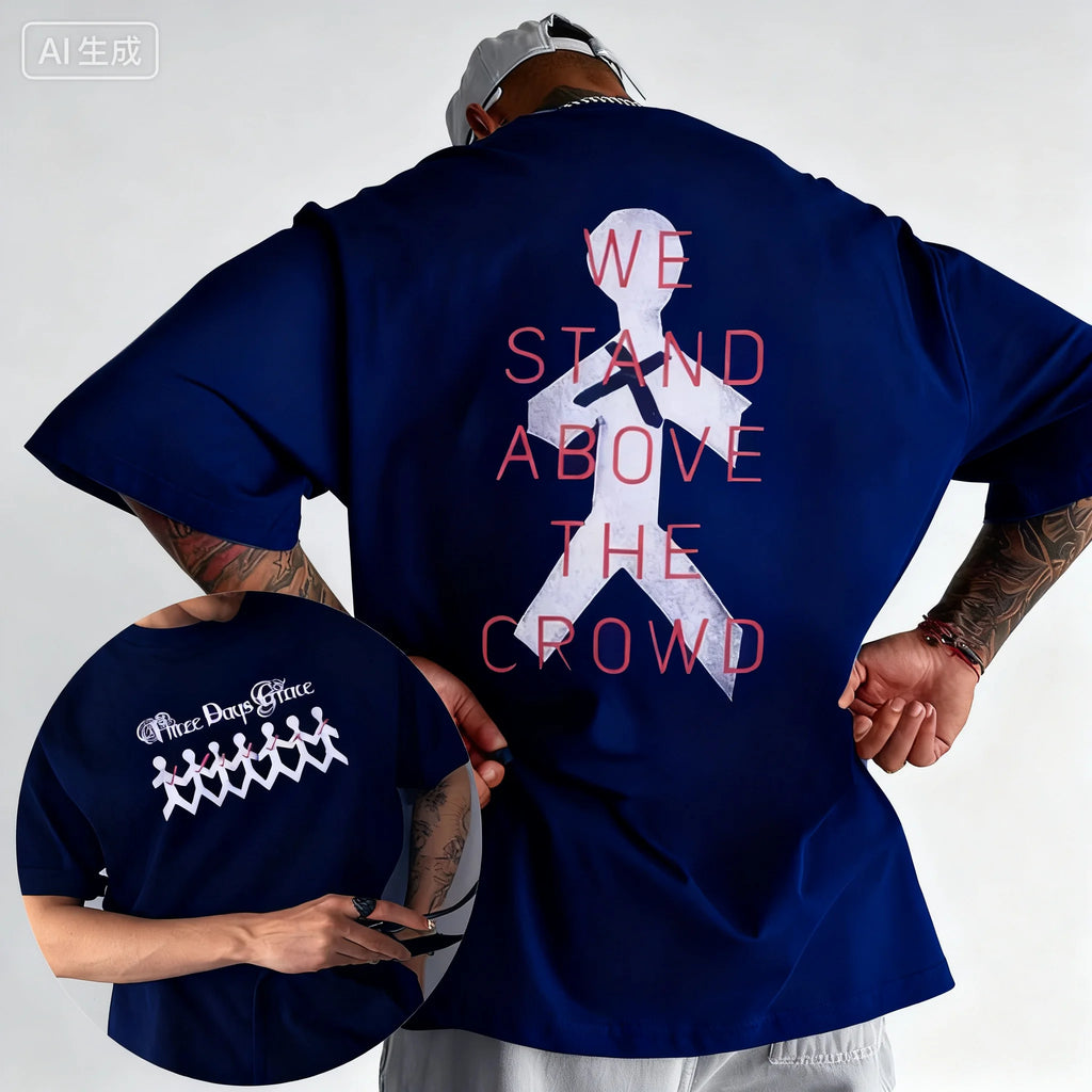 2025 Summer Three Days Grace One-X Paper Loose 100% Pure Cotton Printed T-shirt High Quality Street High Quality Men's Women's