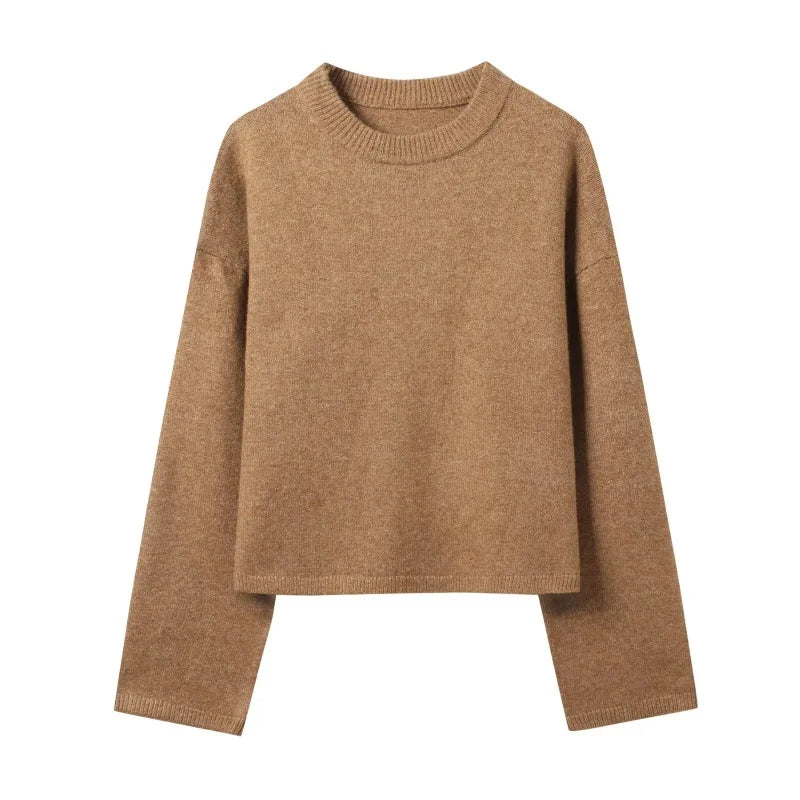 Autumn O-Neck Long Sleeve Loose Pullover Knitted Tops Women Soft Elegant Fashion Sweater Female Casual Wear 2025 New