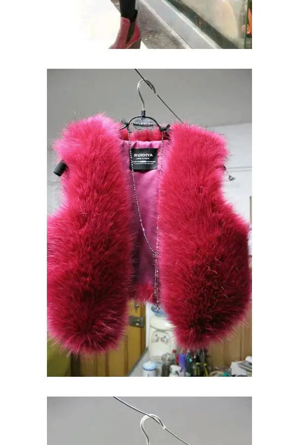 ort  Fur Vest Women's Autumn Winter Faion Slimming Belted Plu Jaet Korean Sle V-Ne No-Sve Commute Trend