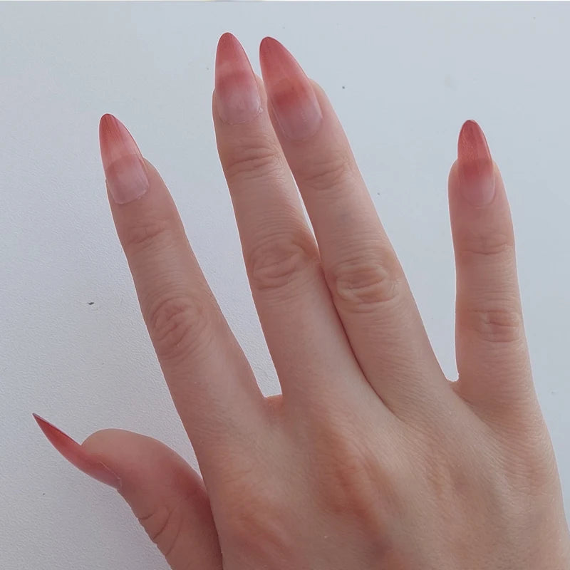 24PCS stiletto false nail tips Mid-length Gradients press on nails wearable full cover fashion false fingernails patch for girls