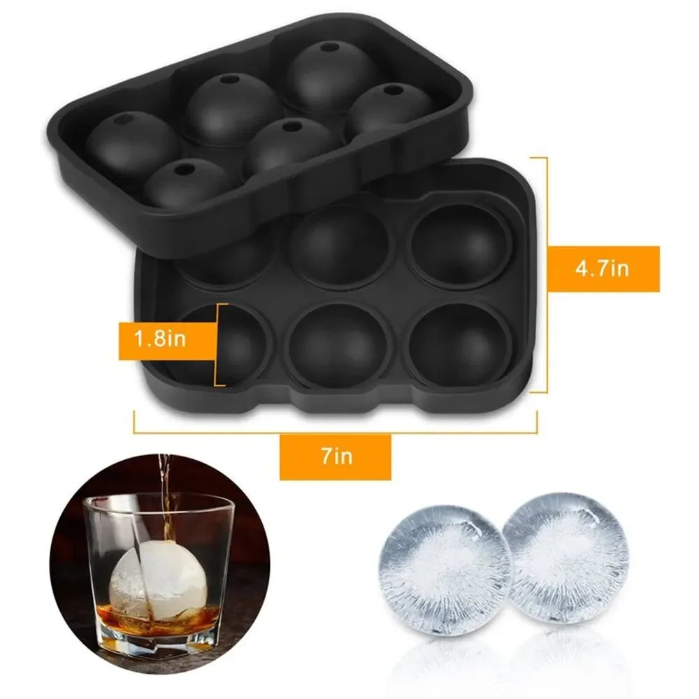 6 Grid Round Square Ice Cube Ball Large Ice Cube Maker For Whiskey Cocktails and Homemade Keep Drinks Chilled Ice Mold