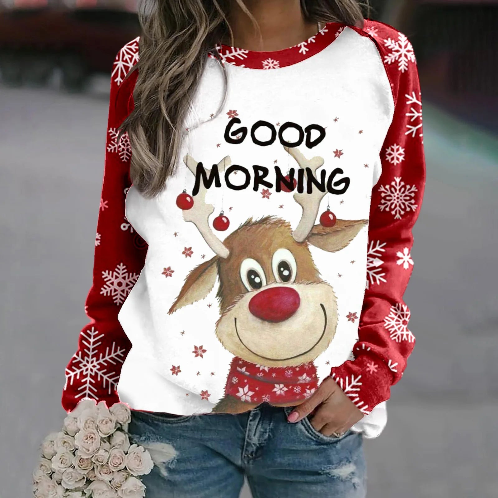 2024 Hot Sale Unisex Round Neck Sweater Christmas Style 3D Printed Sweater Pullover